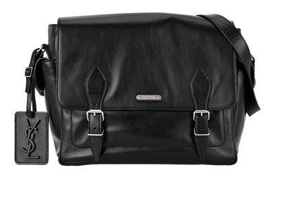 Flap Messenger, £1,200, Handbags, Black, Leather, Front view
